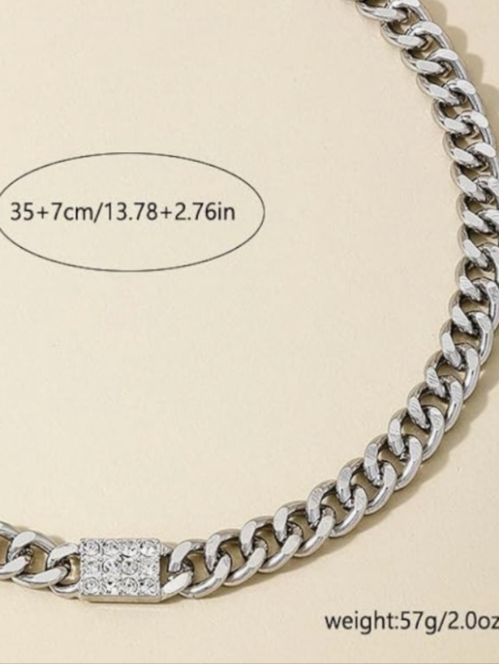 Macy's Silver Crystal Accent Cuban Link Choker - Picture 3 of 4